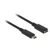 DeLock USB 3.1 Gen1 Type-C -jatkokaapeli, uros -> naaras, 3A, 2m, musta