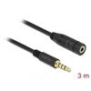 DeLock 3.5mm audiojatkokaapeli, uros -> naaras, 4-pin, 3m, musta