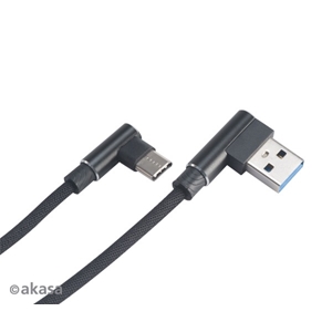Akasa USB 2.0 Type-A -> Type-C -lataus ja datakaapeli, 1m, musta