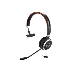 Jabra Evolve 65 UC Mono, langaton Bluetooth -kuuloke mikrofonilla, musta/hopea/punainen