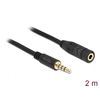 DeLock 3.5mm audiojatkokaapeli, uros -> naaras, 4-pin, 2m, musta