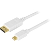 Deltaco DisplayPort - Mini DisplayPort, 20-pin u -u, 2 m valkoinen