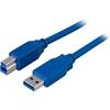 Deltaco USB 3.0 kaapeli, A-B u-u, 2m, sininen