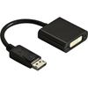 Deltaco DisplayPort - DVI-D Single Link sovitin, 20-pin uros - 24+1-pin naaras, 0,17m, musta