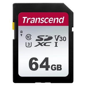 Transcend 64GB 300S, SDXC 3D NAND -muistikortti, UHS-I U3, V30, 95/45 MB/s