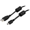 Deltaco USB kaapeli A-MiniB u-u, 2m, ferriittiytimet, musta