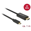 DeLock USB Type-C uros -> HDMI uros -kaapeli, 4K 60Hz, 1m, musta