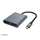 Akasa (B-Stock) USB Type-C -> Dual DisplayPort MST -adapteri, harmaa/musta