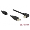 DeLock USB 2.0 Type-A uros -> Type-B uros 90° kulma, 0,5m, musta