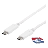 Deltaco USB-C -kaapeli, 1m, 10Gbps, 100W, 5A, USB 3.1 Gen 2, E-Marker, valkoinen