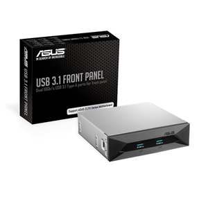 Asus USB 3.1 FRONT PANEL, 2 x USB 3.1 Gen 2 Type-A -paneeli 5.25" laitepaikkaan, musta/harmaa