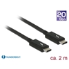 DeLock Thunderbolt 3 (20Gb/s) USB-C -kaapeli, uros -> uros, passiivinen, 2m, 3A, musta