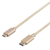 Deltaco PRIME, kangaspäällystetty USB 2.0 -kaapeli, Type C uros -> Type Micro-B uros, 1m, kulta