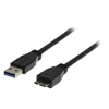Deltaco USB 3.0 -kaapeli, Type-A uros -> Micro B uros, 0,5m, musta