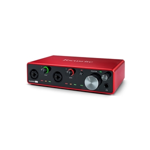 Focusrite Scarlett 4i4 3rd generation, 4-in, 4-out USB audio interface, musta/punainen