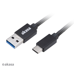 Akasa USB 3.1 Gen1 Type-C -> Type-A -kaapeli, 1m, musta
