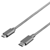 Deltaco PRIME, kangaspäällystetty USB 2.0 -kaapeli, Type C uros -> Type Micro-B uros, 1m, harmaa