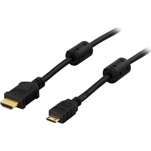 Deltaco HDMI-kaapeli, 19-pin uros - Mini HDMI 19-pin uros, 4K, Ethernet, 3D, paluuääni, musta, 1m
