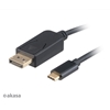 Akasa USB Type-C -> DisplayPort -adapterikaapeli, 1,8m, musta