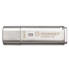 Kingston 128GB IronKey Locker+ 50, USB 3.2 Gen 1 -muistitikku, 145/115 MB/s, hopea