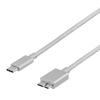 Deltaco PRIME, kangaspäällystetty USB 3.1 -kaapeli, Gen1, Type C -> Type Micro-B, 1m, hopea