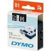 Dymo (Outlet) D1 merkkausteippi standardi 19mm, musta/valk. teksti, 7m (45811)