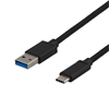 Deltaco USB 3.1 Gen1 -kaapeli, USB-A uros -> USB-C uros, 60W,  0,25m, musta