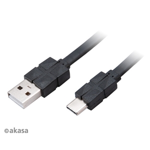 Akasa PROSLIM, USB Type-A -> Type-C data- ja latauskaapeli, 30cm, musta