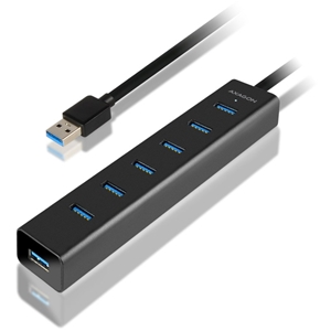 AXAGON (Outlet) HUE-SA7BP, USB 3.0 -hubi, sis. virta-adapterin, musta