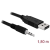 DeLock USB 2.0 uros -> TTL 3.5mm 3-pin stereo jack, 5V, 1,8m, musta