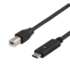Deltaco USB 2.0 -kaapeli, Type C uros -> Type B uros, 1m, musta