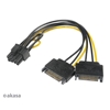 Akasa 2 x SATA virta -> 6+2-pin PCIe -adapterikaapeli, 15cm, musta/keltainen