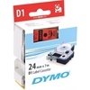 Dymo D1 merkkausteippi, 24mm, punainen/musta teksti, 7m - 53717