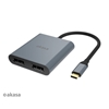 Akasa USB Type-C -> Dual DisplayPort MST -adapteri, harmaa/musta