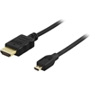 Deltaco HDMI-kaapeli HDMI 1.4 High Speed 19-p u-Micro 19-p u 4K,1080p musta 1m