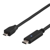Deltaco USB 2.0 -kaapeli, Type C uros -> Type Micro-B uros, 1m, musta