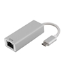 Deltaco PRIME USB-C -verkkosovitin, Gigabit, USB Type C uros -> RJ-45, alumiinia, hopea