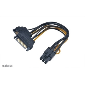 Akasa 6-pin PCI-E virta-adapteri kahdesta 15-pin PSU SATA liittimestä