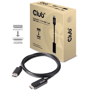 Club 3D DisplayPort 1.4 -> HDMI 2.0b, aktiivinen adapterikaapeli, 2m, musta