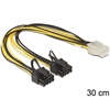 DeLock PCI Express power cable 6-pin female -> 2 x 8-pin male -adapterikaapeli, 30cm, musta/keltainen