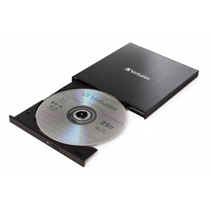 Verbatim Ultra HD 4K, ulkoinen Slimline Blu-ray polttava asema, USB Type-C 3.1 Gen1, musta