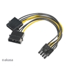 Akasa 2 x 4-pin Molex -> 6+2-pin PCIe -adapterikaapeli, 15cm, musta/keltainen