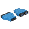 DeLock USB 3.0 pin header naaras -> 2 x USB 3.0 Type-A naaras -adapteri, sininen/musta