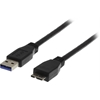 Deltaco USB 3.0 -kaapeli, A uros -> Micro B uros, 1m, musta