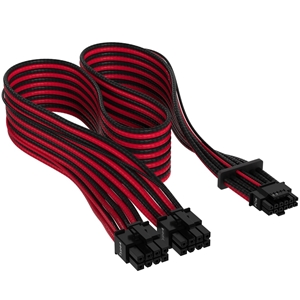 Corsair Premium Individually Sleeved 12+4pin PCIe Gen 5 Type-4 600W 12VHPWR -kaapeli, punainen/musta