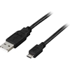 Deltaco USB 2.0 typ A - Micro-B USB, 5-pin, 5m, musta