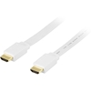 Deltaco HDMI-kaapeli  Standard+Ethernet 19-pin u-u1080i litteä valk15m