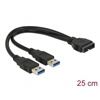DeLock Adapteri, 2 x USB 3.0 - USB 3.0 19pin header, 0,25m, musta