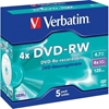 Verbatim DVD-RW, 4x, 4,7 GB/120 min, 5-pakkaus jewel case, SERL