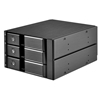 SilverStone FS303 -kiintolevykehikko kolmelle 3.5" SAS/SATA-kiintolevylle, 2 x 5.25" laitepaikkaan, musta